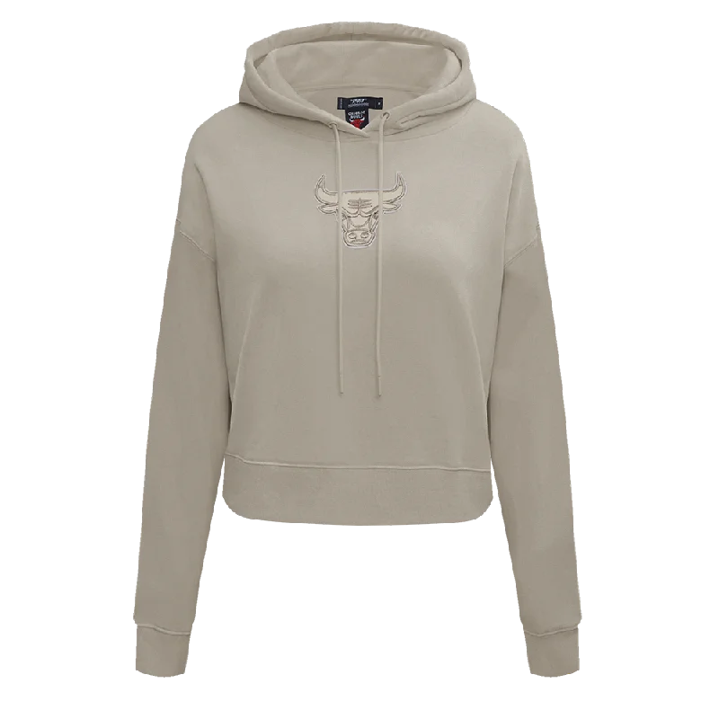 NBA CHICAGO BULLS NEUTRAL WOMEN'S CROPPED PO HOODIE (TAUPE)