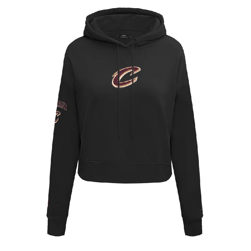 NBA CLEVELAND CAVALIERS CLASSIC WOMEN'S CROPPED PO HOODIE (BLACK)