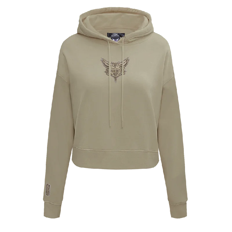 NBA CHARLOTTE HORNETS NEUTRAL WOMEN'S CROPPED PO HOODIE (TAUPE)