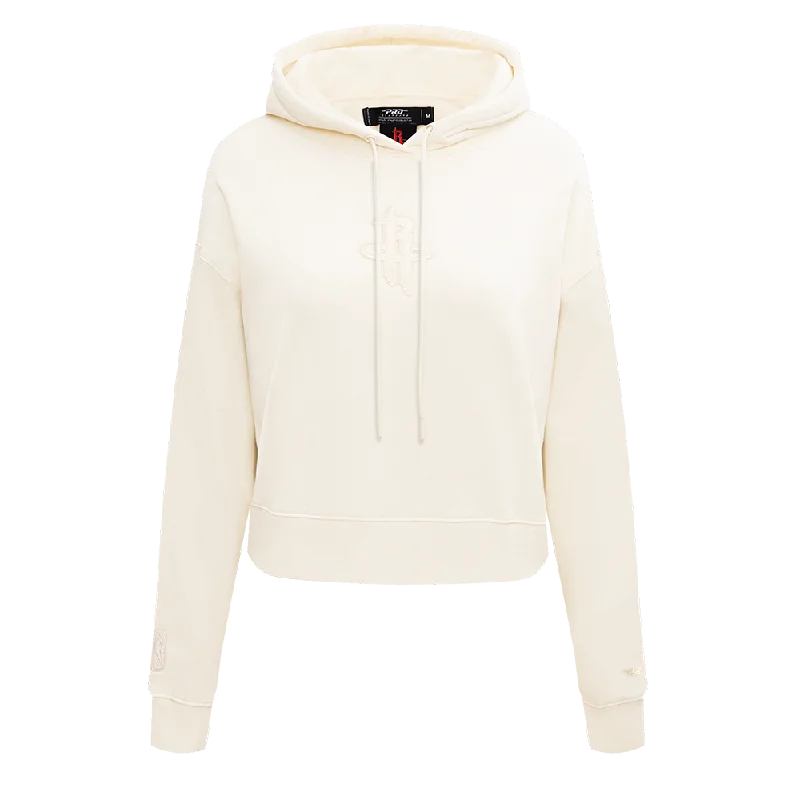 NBA HOUSTON ROCKETS NEUTRAL WOMEN'S CROPPED PO HOODIE (EGGSHELL)