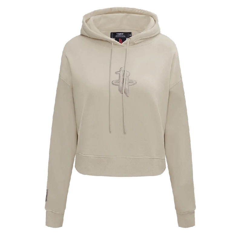 NBA HOUSTON ROCKETS NEUTRAL WOMEN'S CROPPED PO HOODIE (TAUPE)