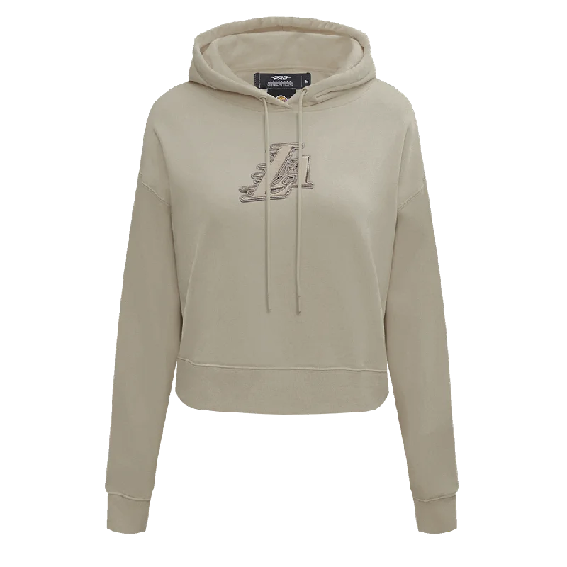 NBA LOS ANGELES LAKERS NEUTRAL WOMEN'S CROPPED PO HOODIE (TAUPE)