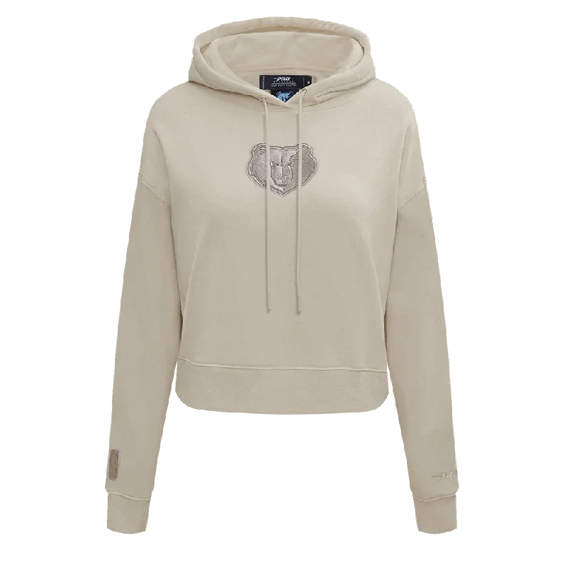 NBA MEMPHIS GRIZZLIES NEUTRAL WOMEN'S CROPPED PO HOODIE (TAUPE)