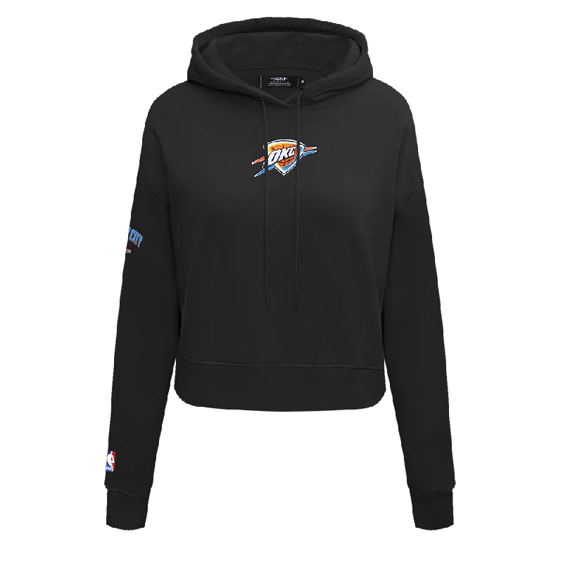 NBA OKLAHOMA CITY THUNDER CLASSIC WOMEN'S CROPPED PO HOODIE (BLACK)