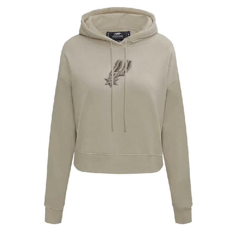 NBA SAN ANTONIO SPURS NEUTRAL WOMEN'S CROPPED PO HOODIE (TAUPE)