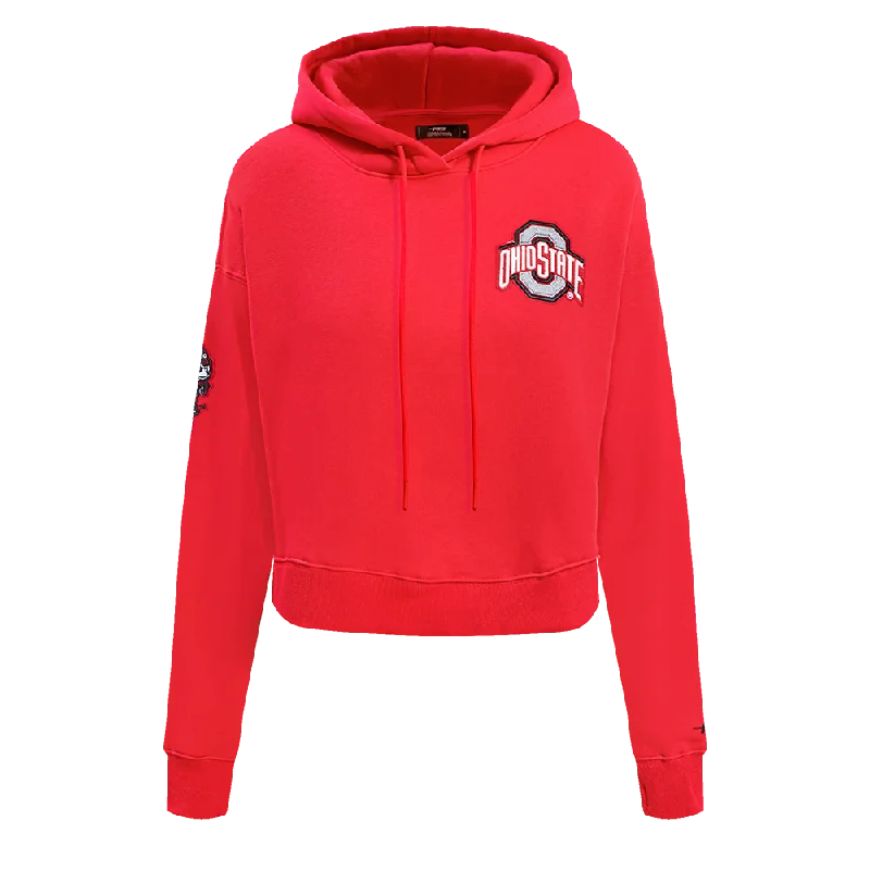 OHIO STATE UNIVERSITY CLASSIC WOMEN'S FLC CROPPED PO HOODIE (RED)