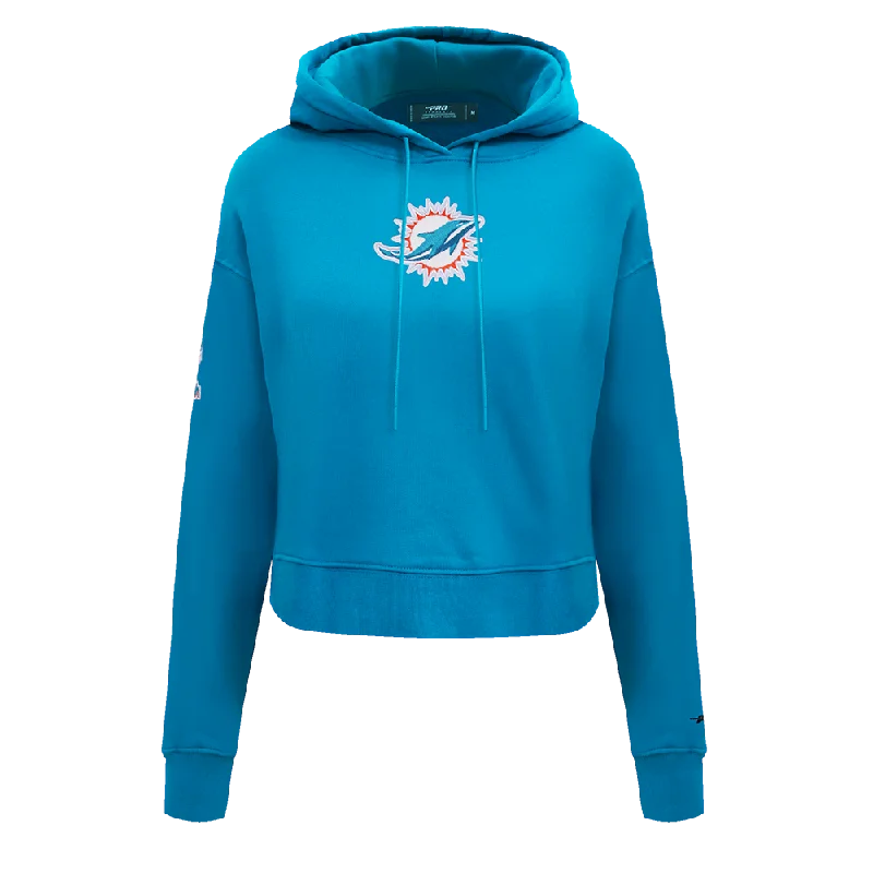 NFL MIAMI DOLPHINS CLASSIC WOMEN'S FLC CROPPED PO HOODIE (TEAL)