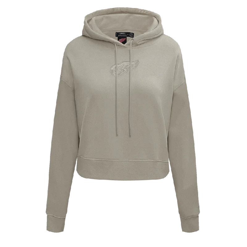 NHL DETROIT RED WINGS NEUTRAL WOMEN'S CROPPED PO HOODIE (TAUPE)