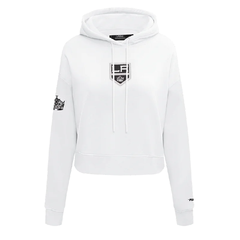 NHL LOS ANGELES KINGS CLASSIC WOMEN'S CROPPED PO HOODIE (WHITE)