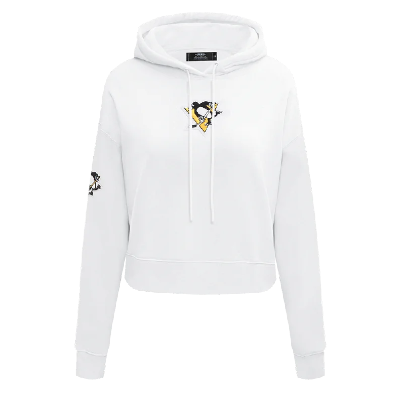 NHL PITTSBURGH PENGUINS CLASSIC WOMEN'S FLC CROPPED PO HOODIE (WHITE)