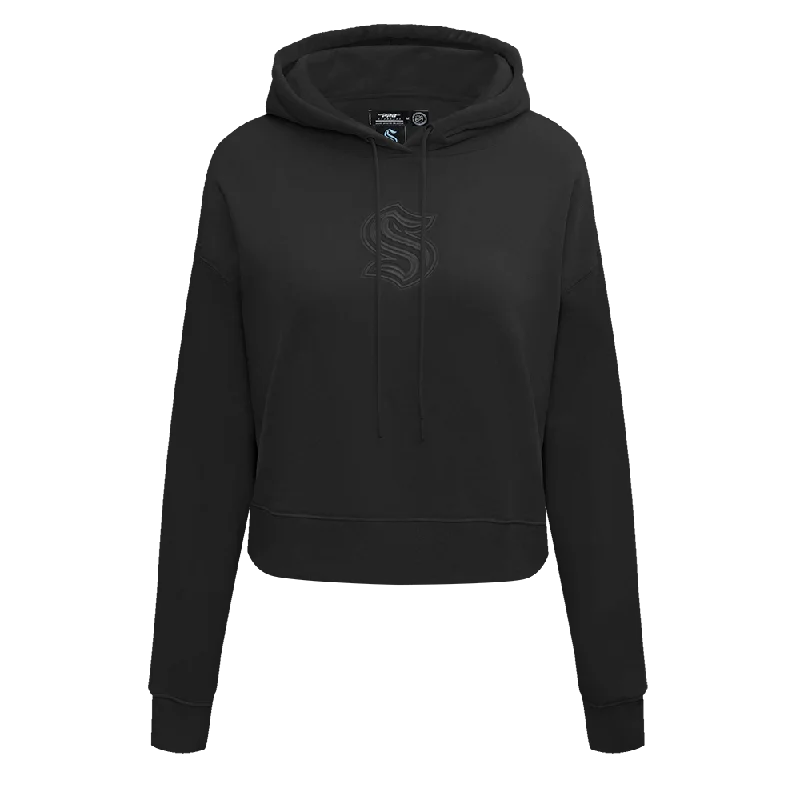 NHL SEATTLE KRAKEN NEUTRAL WOMEN'S CROPPED PO HOODIE (BLACK)