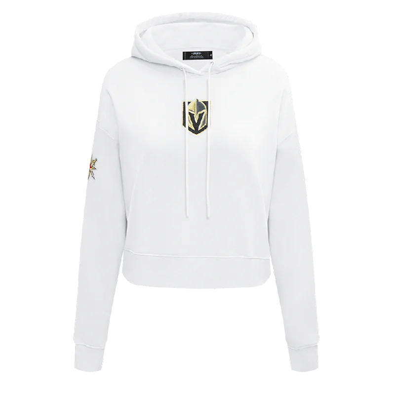 NHL VEGAS GOLDEN KNIGHTS CLASSIC WOMEN'S FLC CROPPED PO HOODIE (WHITE)