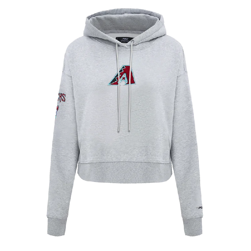 MLB ARIZONA DIAMONDBACKS CLASSIC WOMEN'S CROPPED FLC PO HOODIE (HEATHER GREY)