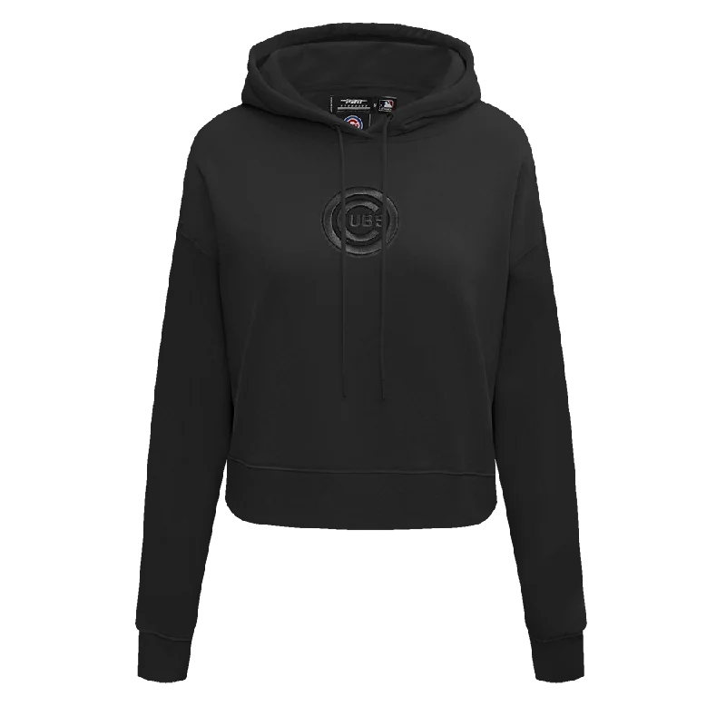 MLB CHICAGO CUBS NEUTRAL WOMEN'S CROPPED PO HOODIE (BLACK)