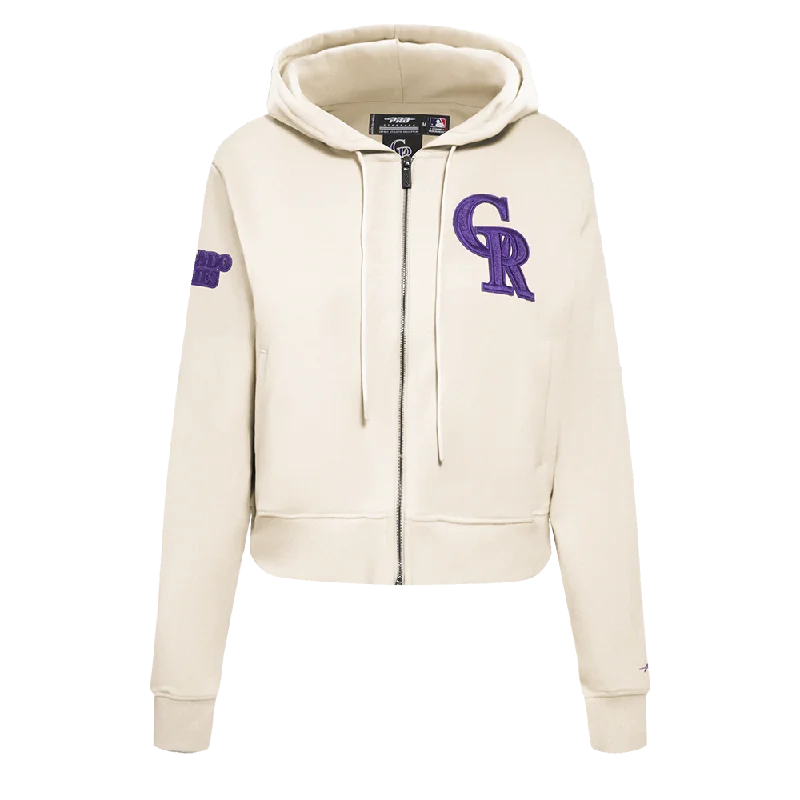 MLB COLORADO ROCKIES TRIPLE TONAL WOMEN'S DK FZ HOODIE (EGGSHELL)