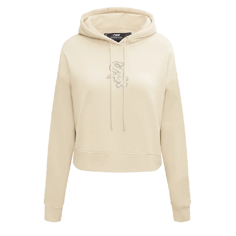 MLB CHICAGO WHITE SOX NEUTRAL WOMEN'S CROPPED PO HOODIE (EGGSHELL)