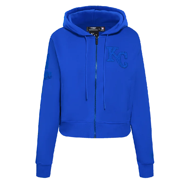 MLB KANSAS CITY ROYALS TRIPLE TONAL WOMEN'S DK FZ HOODIE (ROYAL BLUE)