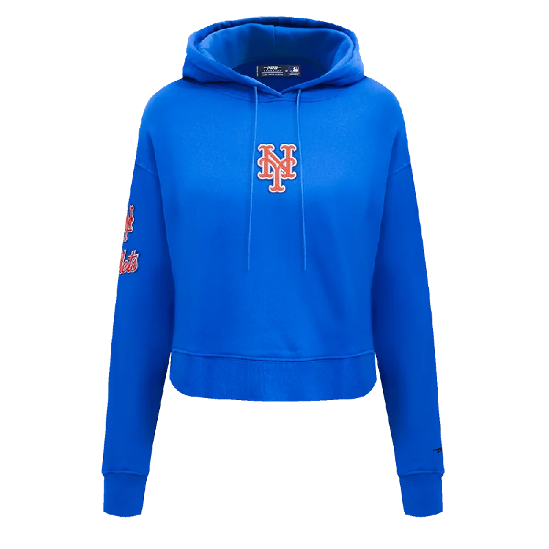 MLB NEW YORK METS CLASSIC WOMEN'S CROPPED PO HOODIE (ROYAL BLUE)