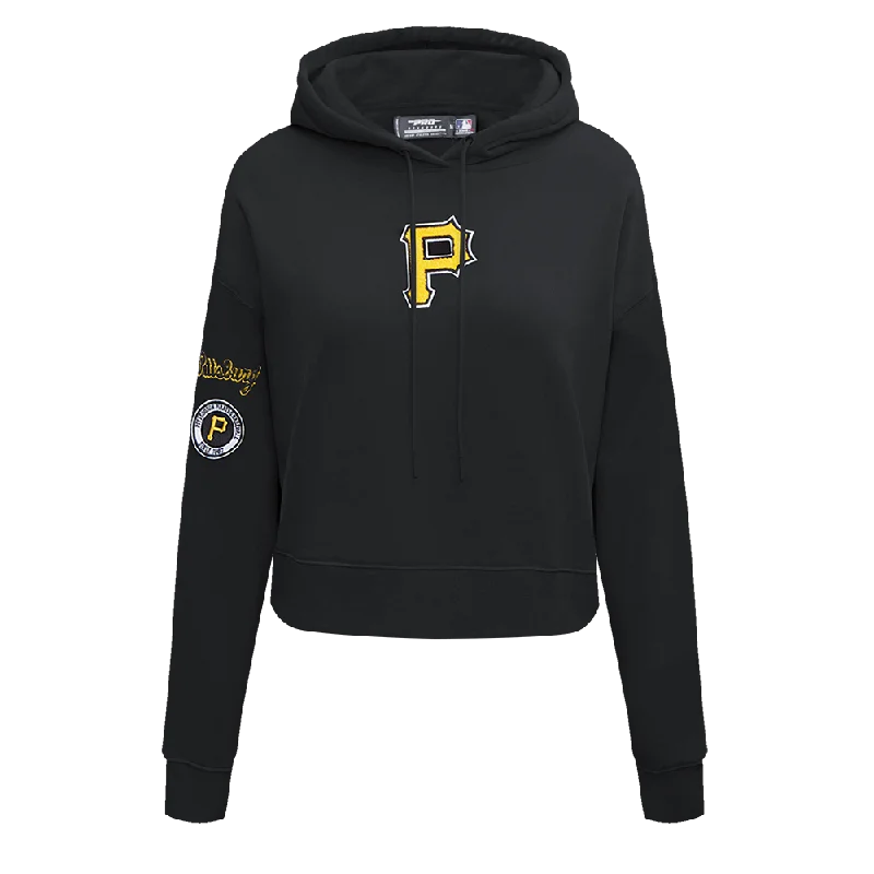 MLB PITTSBURG PIRATES CLASSIC WOMEN'S FLC CROPPED PO HOODIE (BLACK)