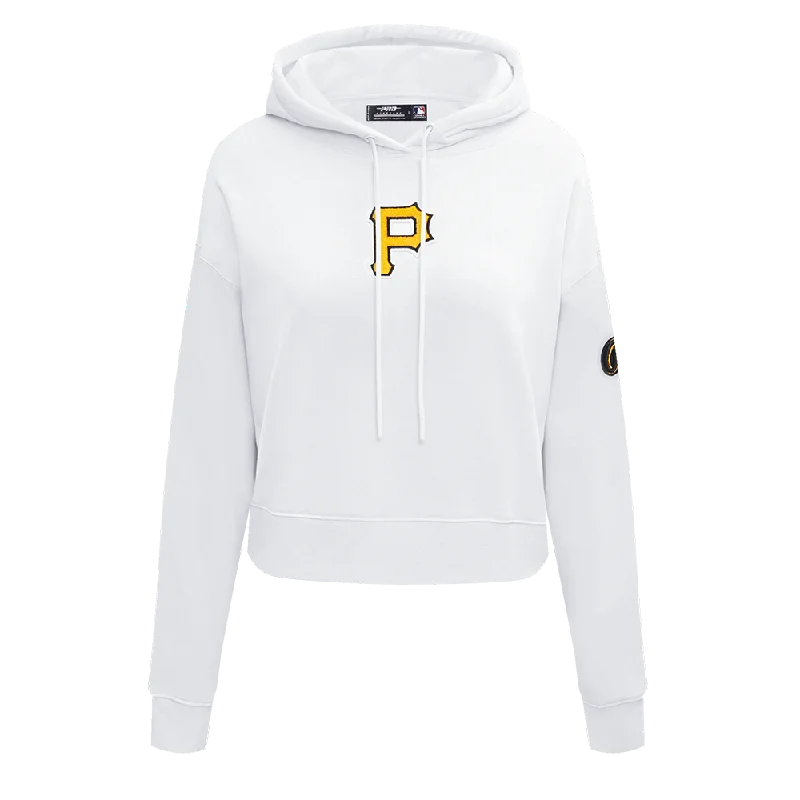 MLB PITTSBURG PIRATES CLASSIC WOMEN'S FLC CROPPED PO HOODIE (WHITE)