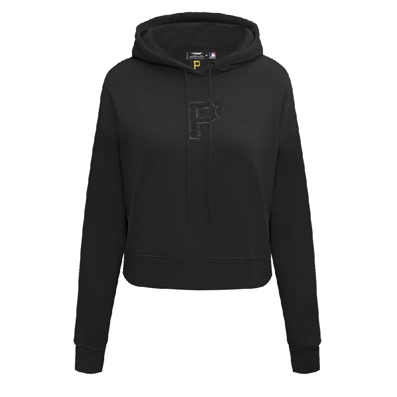 MLB PITTSBURGH PIRATES NEUTRAL WOMEN'S CROPPED PO HOODIE (BLACK)