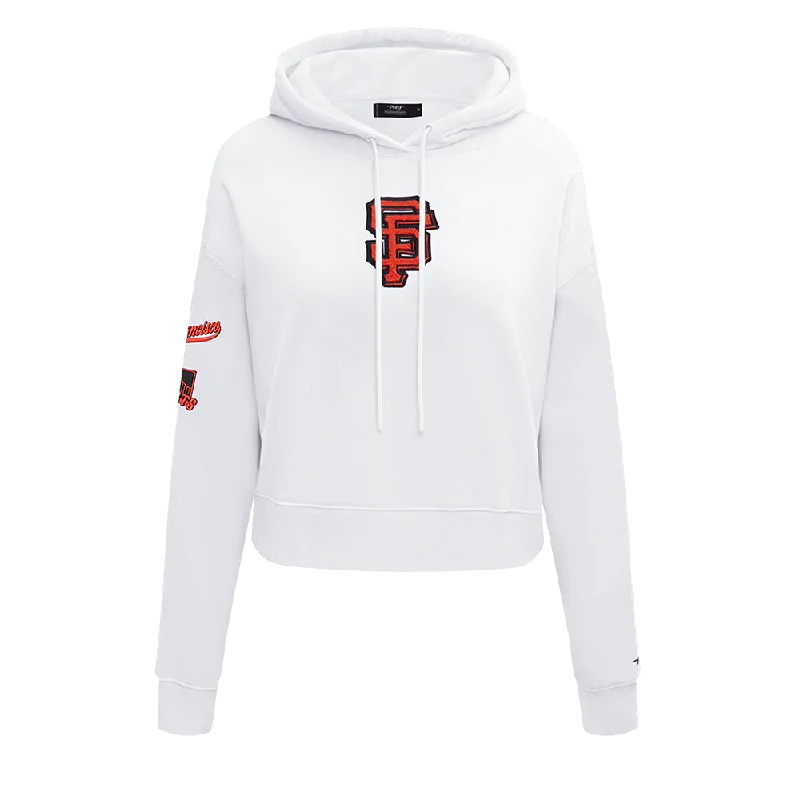 MLB SAN FRANCISCO GIANTS CLASSIC WOMEN'S CROPPED PO HOODIE (WHITE)