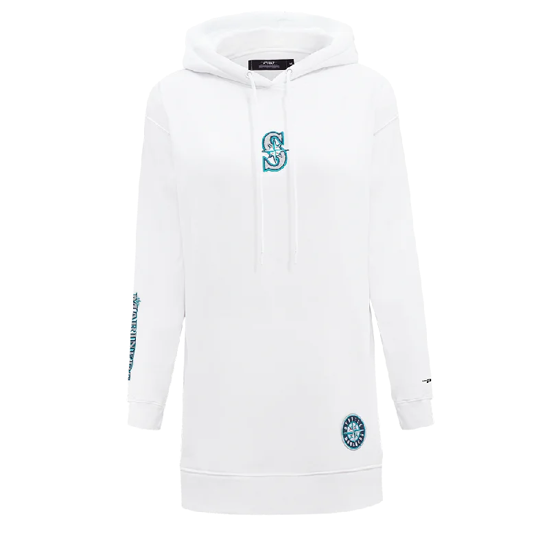 MLB SEATTLE MARINERS CLASSIC WOMEN'S HOODIE DRESS (WHITE)