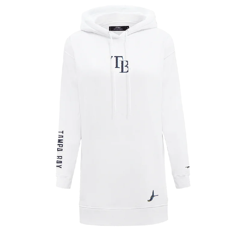 MLB TAMPA BAY RAYS CLASSIC WOMEN'S FLC HOODIE DRESS (WHITE)