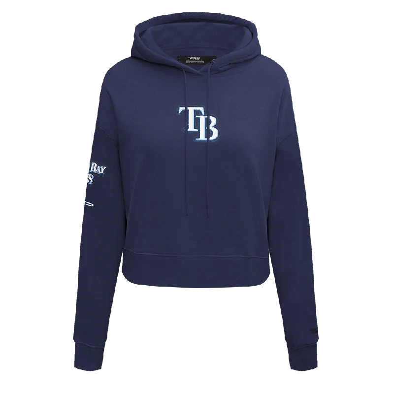 MLB TAMPA BAY RAYS CLASSIC WOMEN'S FLC CROPPED PO HOODIE (MIDNIGHT NAVY)