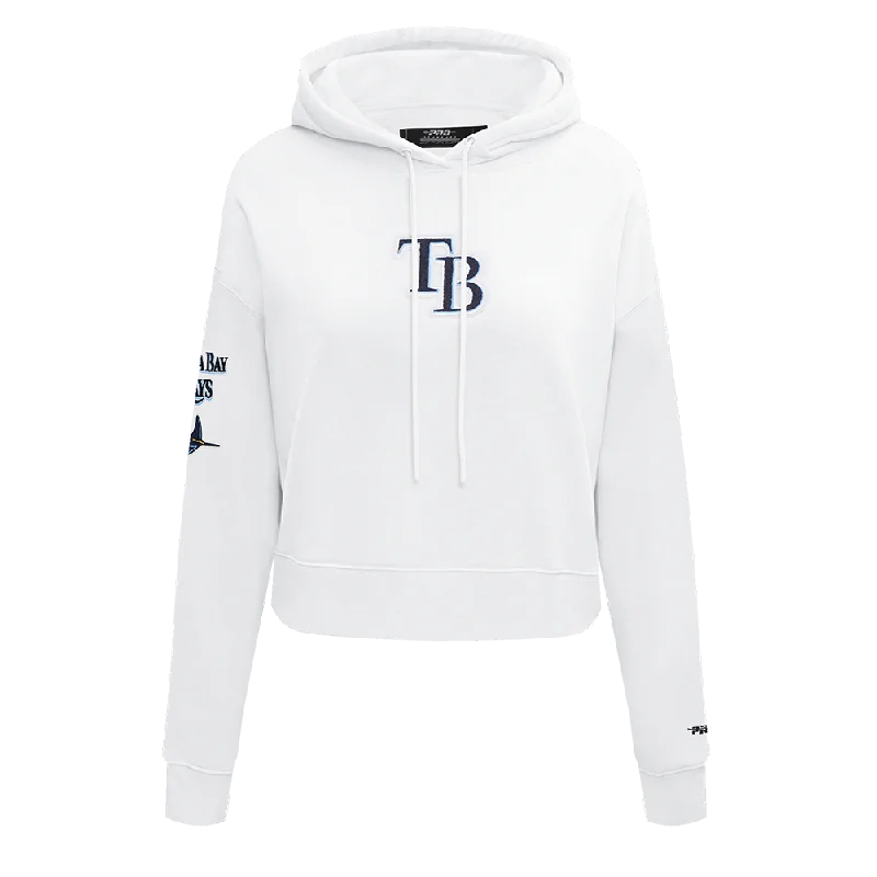 MLB TAMPA BAY RAYS CLASSIC WOMEN'S FLC CROPPED PO HOODIE (WHITE)