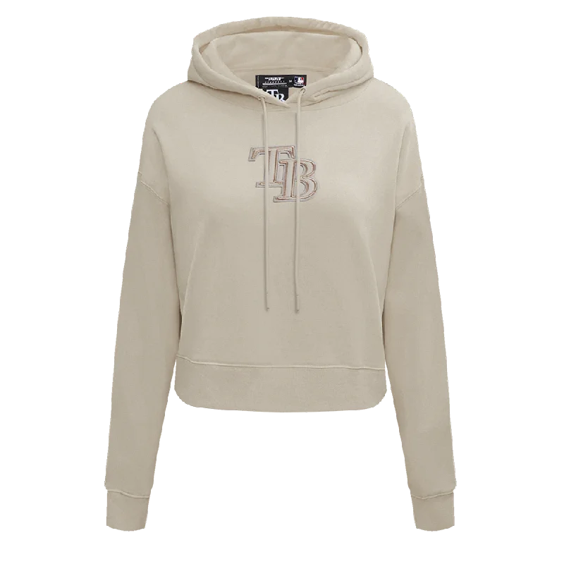 MLB TAMPA BAY RAYS NEUTRAL WOMEN'S CROPPED PO HOODIE (TAUPE)