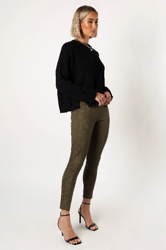 Morgan Suede Look Legging - Olive