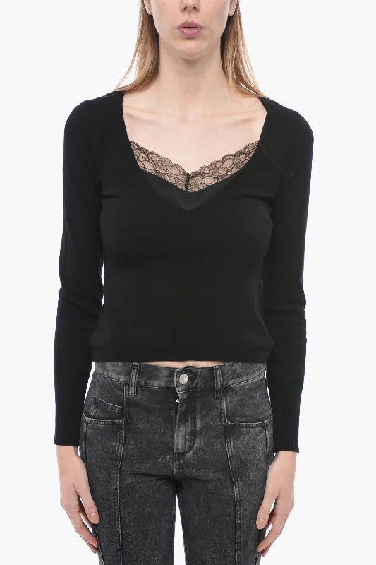 Anna Molinari V-neck Sweater with Laces