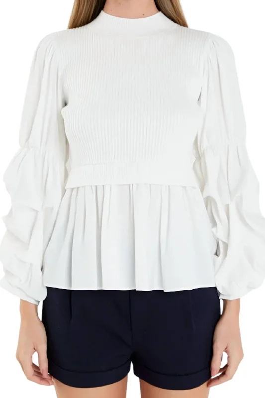 Combo Sweater Top In Ivory