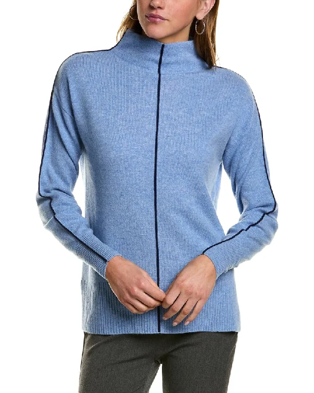 InCashmere Tipped Mock Neck Cashmere Sweater