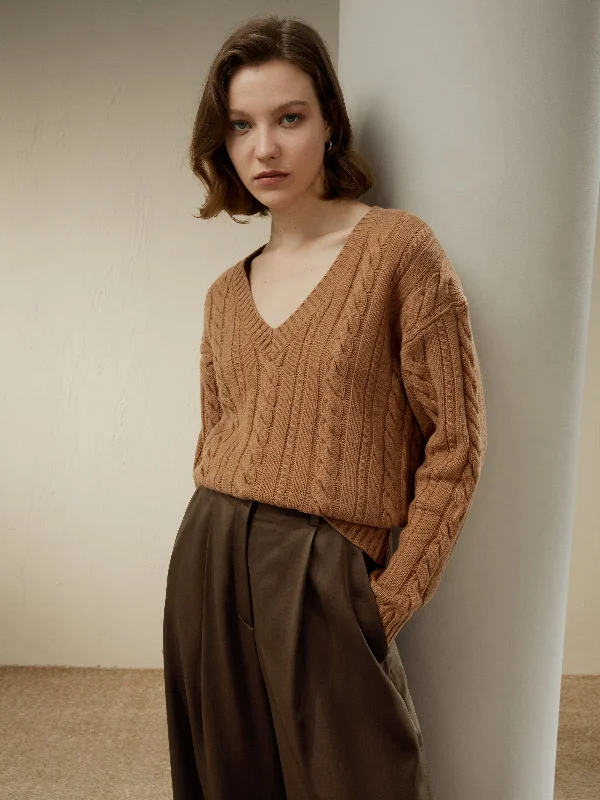 Women's Cable-Knit Wool-Cashmere Blend Sweater