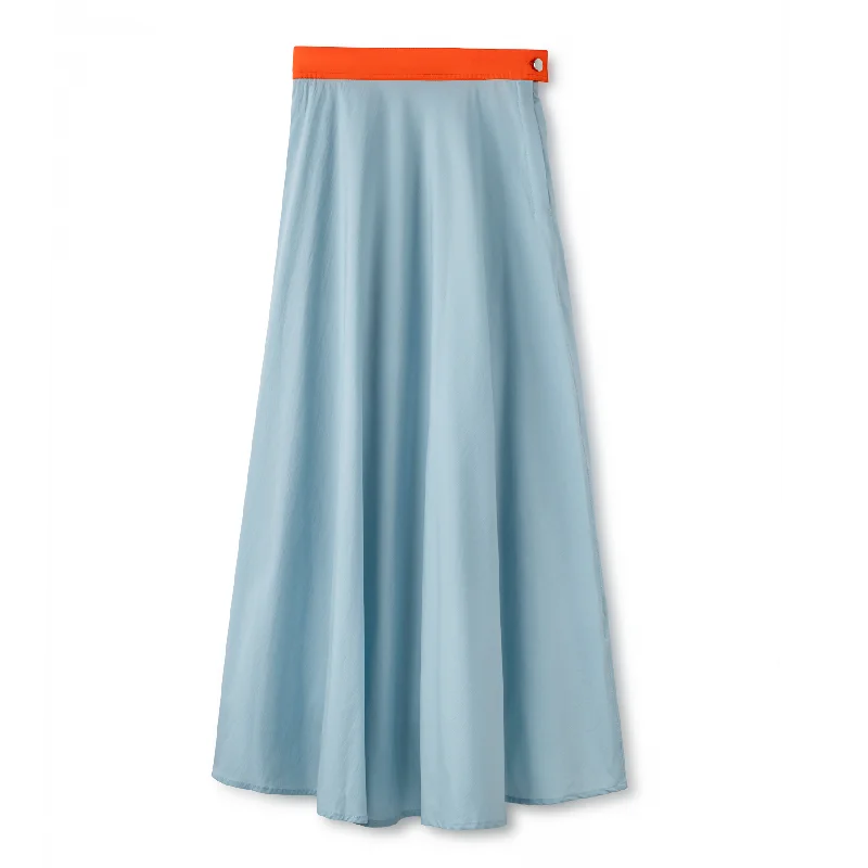 Signature Summer Color Block Circle Midi Skirt IN: Light Blue