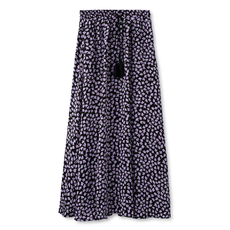 Elastic Waist Printed Skirt IN: Lavender