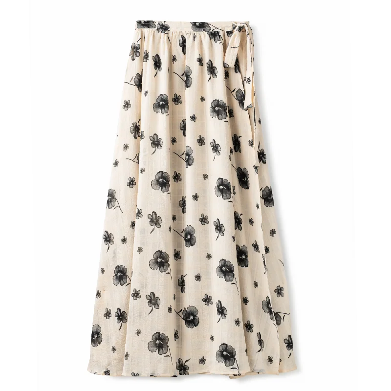 Wrap Print Skirt IN: Ivory Floral