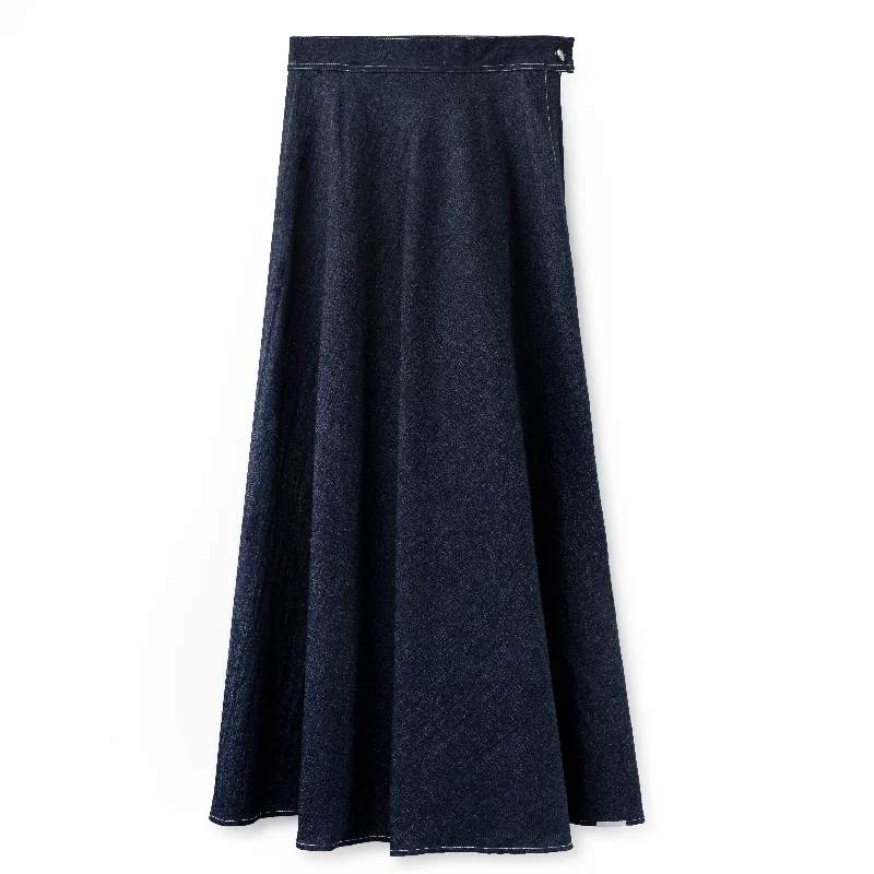 Signature Summer Denim Circle Midi Skirt   IN: Blue Denim