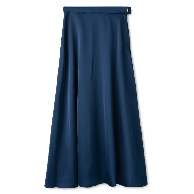 Basic Silk Circle Skirt In: Medium Blue