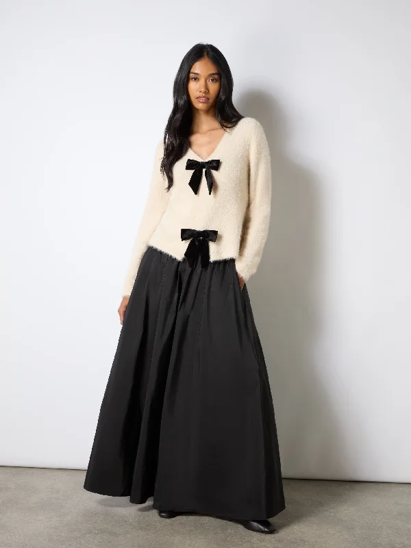 Black Taffeta Full Maxi Skirt