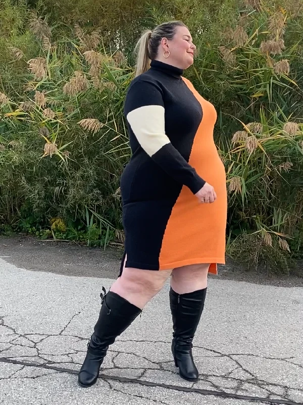 Mariana Plus Size Colour Block Sweater Dress