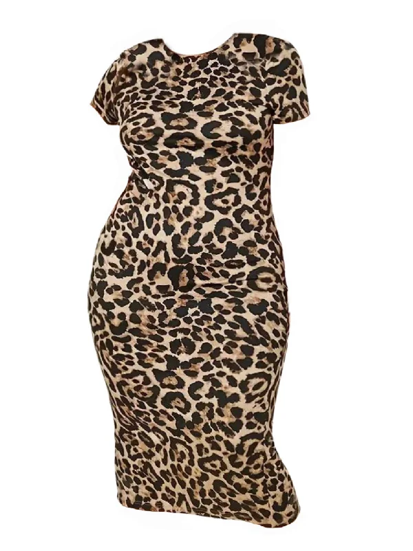 Melissa Plus Size Leopard Midi Dress