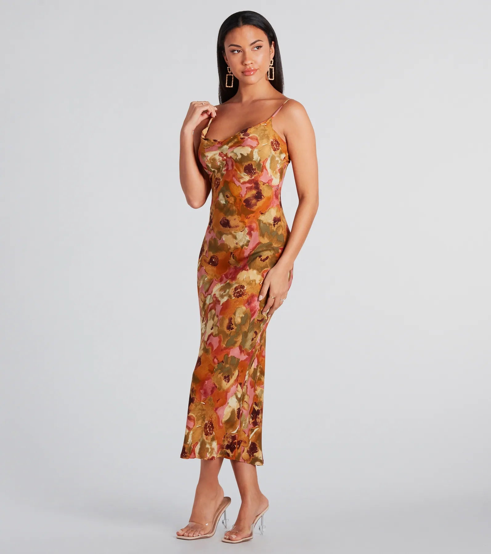 Simply Fine In Floral A-Line Midi Dress