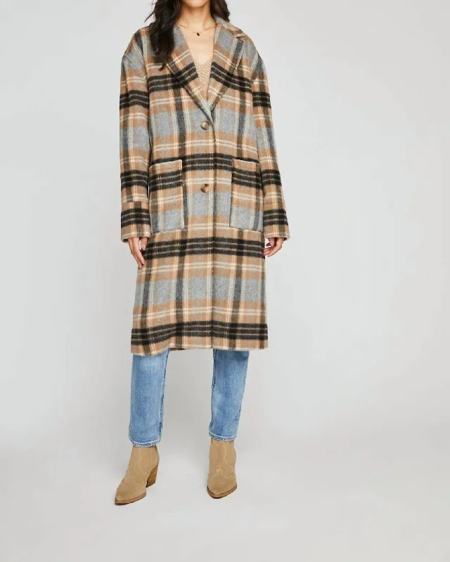 Ezra Coat In Sand Plaid