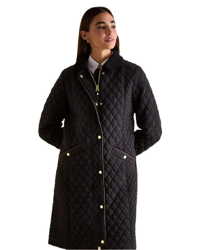 Joules Rosewell Showerproof Longline Diamond Quilted Coat