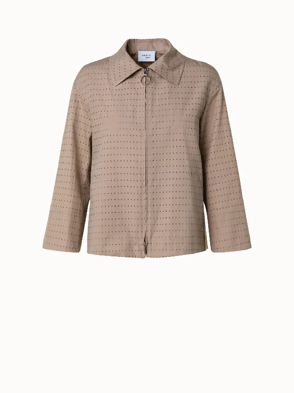 Perforated Pin Dot Cotton Poplin Jacket