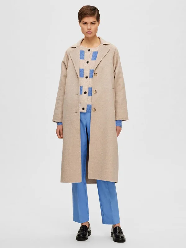 Selected Femme Classic Wool Coat in Sandshell