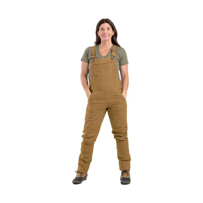 Berne Women's Unlined Stretch Duck Bib Overalls - Brown